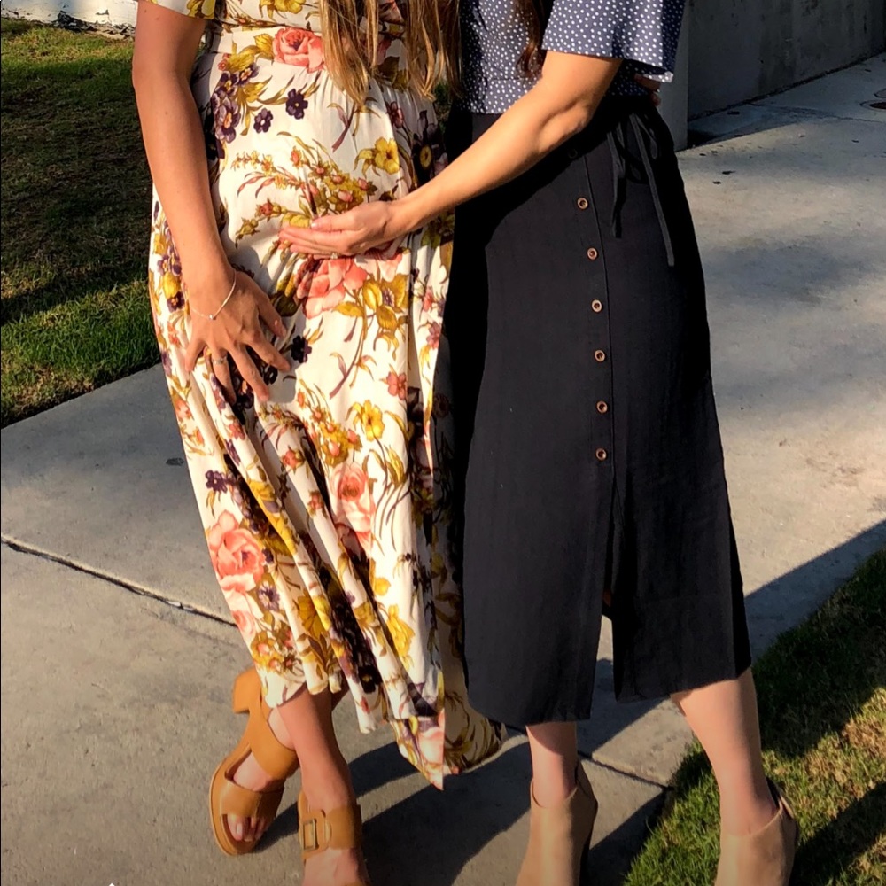 Navy midi skirt